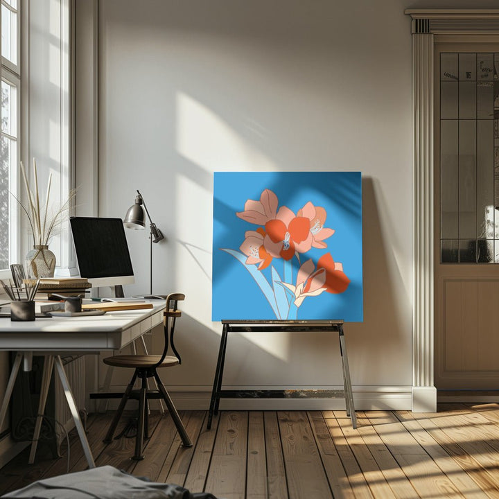 Amaryllis Flowers - Square Stretched Canvas, Poster or Fine Art Print - I Heart Wall Art - Poster Print, Canvas Print or Framed Art Print