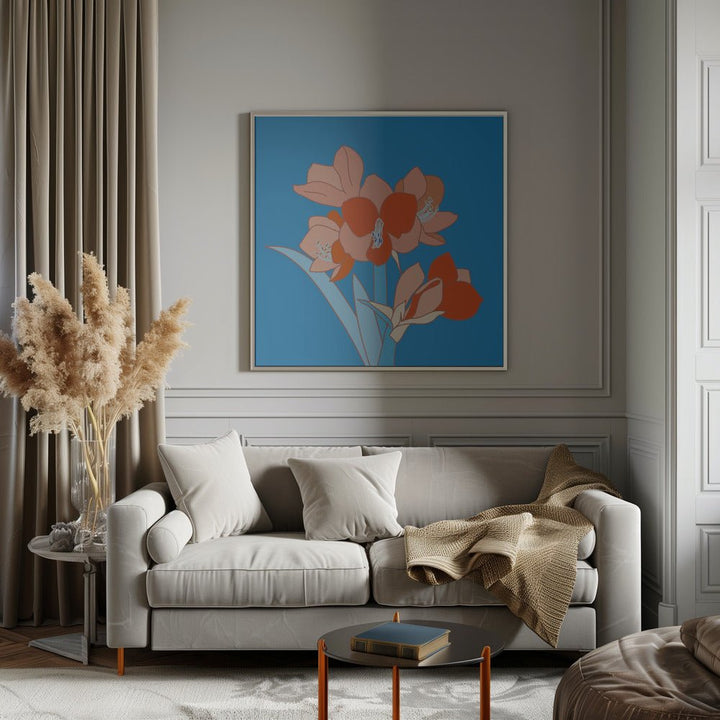 Amaryllis Flowers - Square Stretched Canvas, Poster or Fine Art Print - I Heart Wall Art - Poster Print, Canvas Print or Framed Art Print