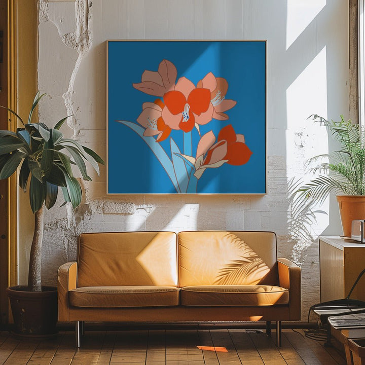 Amaryllis Flowers - Square Stretched Canvas, Poster or Fine Art Print - I Heart Wall Art - Poster Print, Canvas Print or Framed Art Print