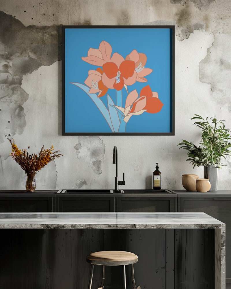 Amaryllis Flowers - Square Stretched Canvas, Poster or Fine Art Print - I Heart Wall Art - Poster Print, Canvas Print or Framed Art Print