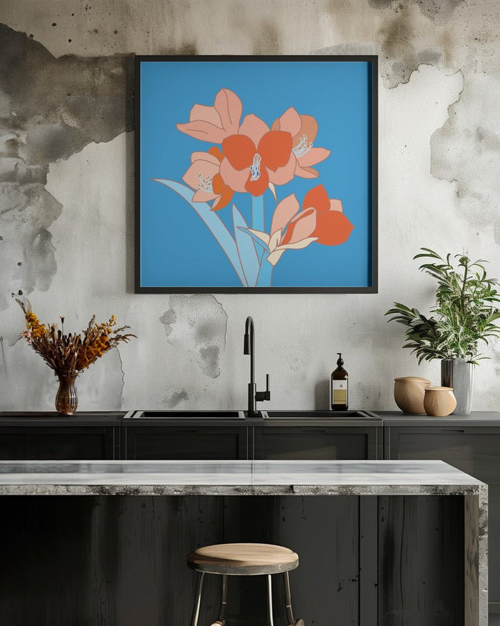 Amaryllis Flowers - Square Stretched Canvas, Poster or Fine Art Print - I Heart Wall Art - Poster Print, Canvas Print or Framed Art Print