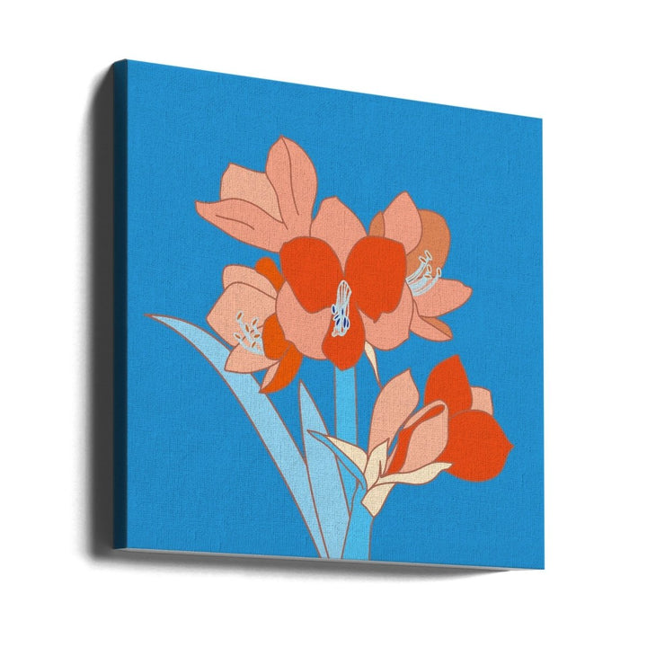 Amaryllis Flowers - Square Stretched Canvas, Poster or Fine Art Print - I Heart Wall Art - Poster Print, Canvas Print or Framed Art Print