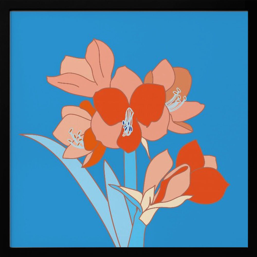 Amaryllis Flowers - Square Stretched Canvas, Poster or Fine Art Print - I Heart Wall Art - Poster Print, Canvas Print or Framed Art Print