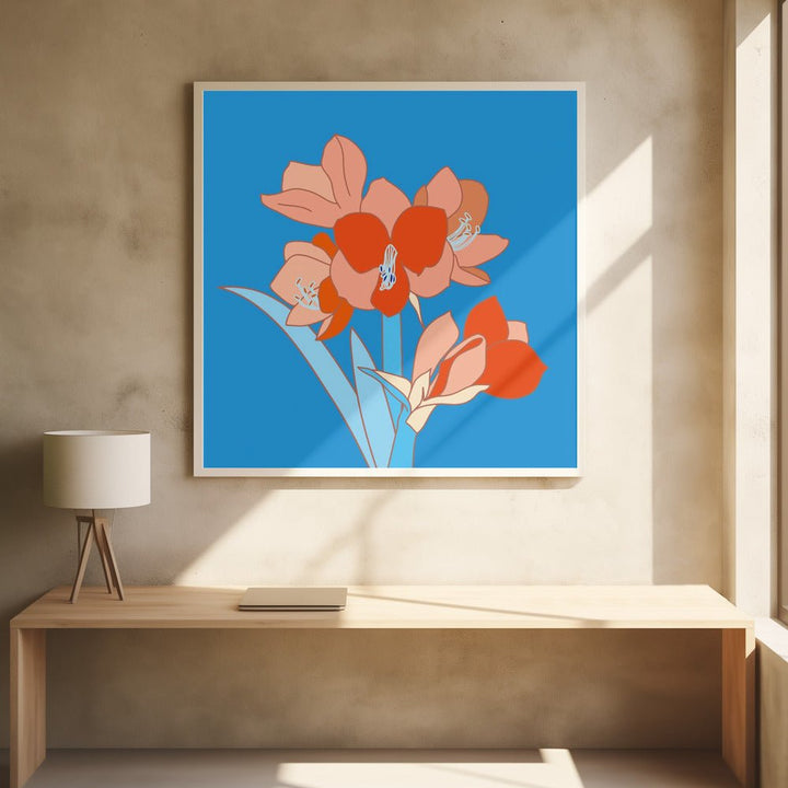 Amaryllis Flowers - Square Stretched Canvas, Poster or Fine Art Print - I Heart Wall Art - Poster Print, Canvas Print or Framed Art Print