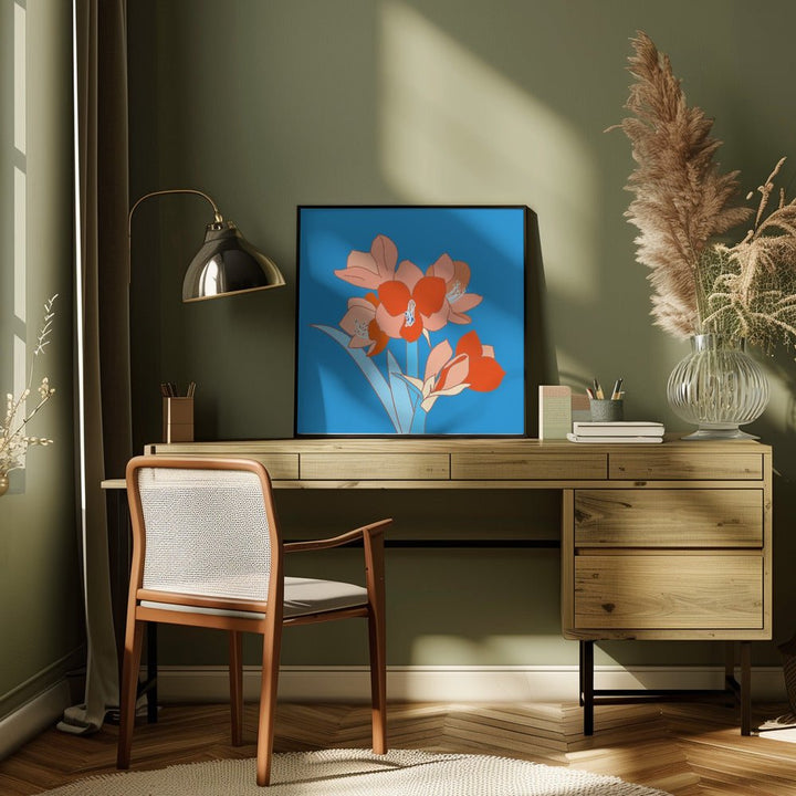Amaryllis Flowers - Square Stretched Canvas, Poster or Fine Art Print - I Heart Wall Art - Poster Print, Canvas Print or Framed Art Print