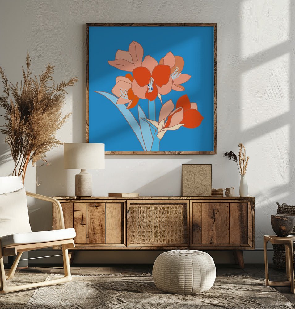 Amaryllis Flowers - Square Stretched Canvas, Poster or Fine Art Print - I Heart Wall Art - Poster Print, Canvas Print or Framed Art Print