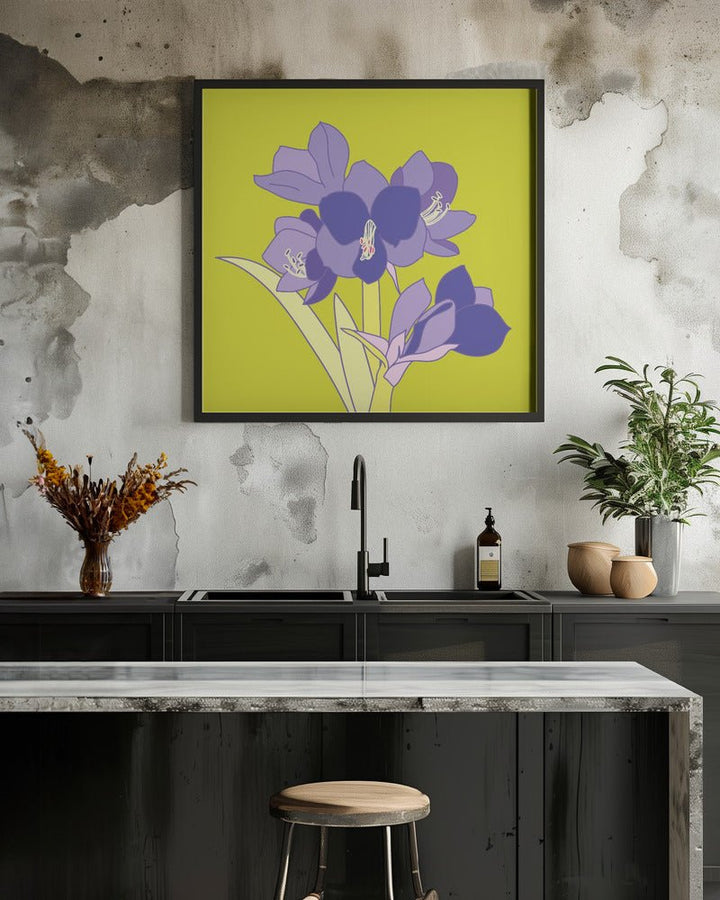 Amaryllis Light Green - Square Stretched Canvas, Poster or Fine Art Print - I Heart Wall Art - Poster Print, Canvas Print or Framed Art Print