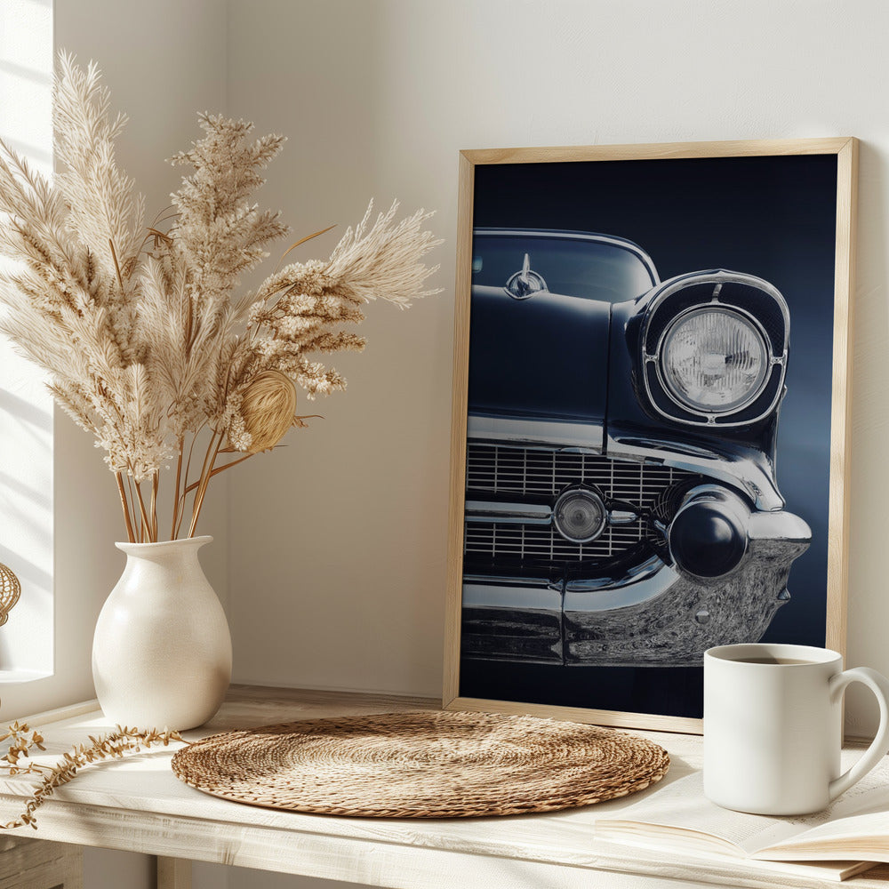 American classic car Bel Air 1957 Front - Stretched Canvas, Poster or Fine Art Print I Heart Wall Art