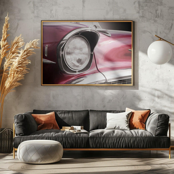 American classic car Bel Air 1957 Headlight - Stretched Canvas, Poster or Fine Art Print I Heart Wall Art