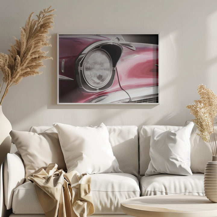 American classic car Bel Air 1957 Headlight - Stretched Canvas, Poster or Fine Art Print I Heart Wall Art