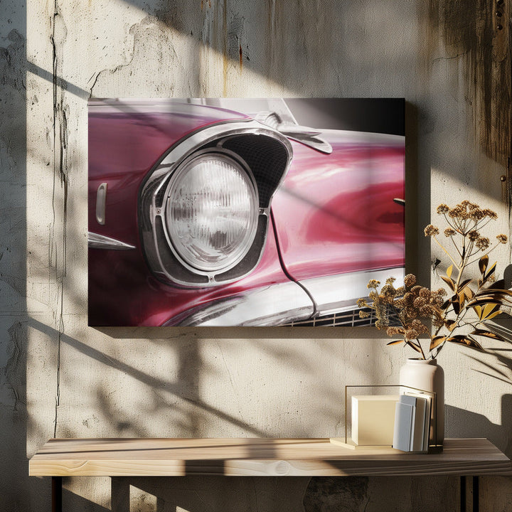 American classic car Bel Air 1957 Headlight - Stretched Canvas, Poster or Fine Art Print I Heart Wall Art