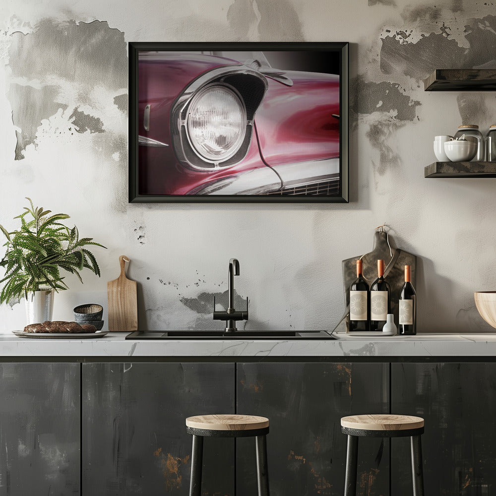 American classic car Bel Air 1957 Headlight - Stretched Canvas, Poster or Fine Art Print I Heart Wall Art