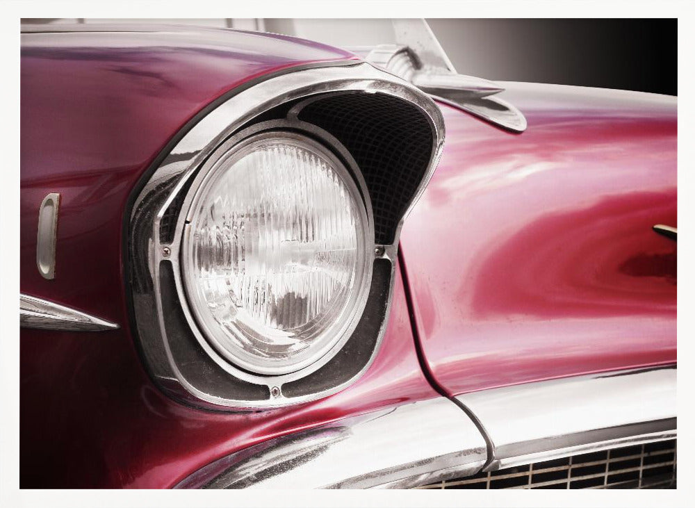 American classic car Bel Air 1957 Headlight - Stretched Canvas, Poster or Fine Art Print I Heart Wall Art