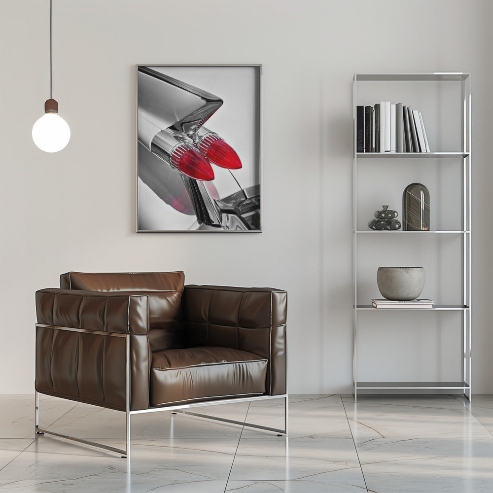 American classic car Sedan Deville 1959 tail fin abstract - Stretched Canvas, Poster or Fine Art Print I Heart Wall Art