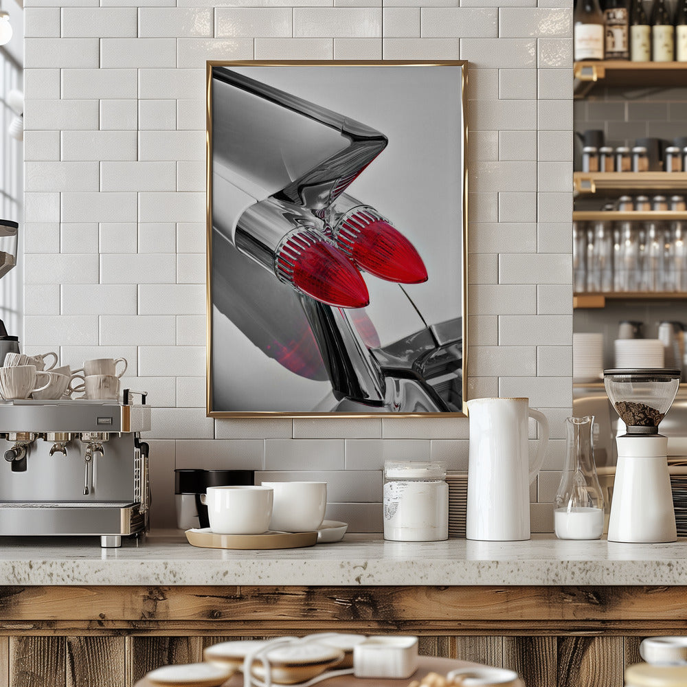 American classic car Sedan Deville 1959 tail fin abstract - Stretched Canvas, Poster or Fine Art Print I Heart Wall Art