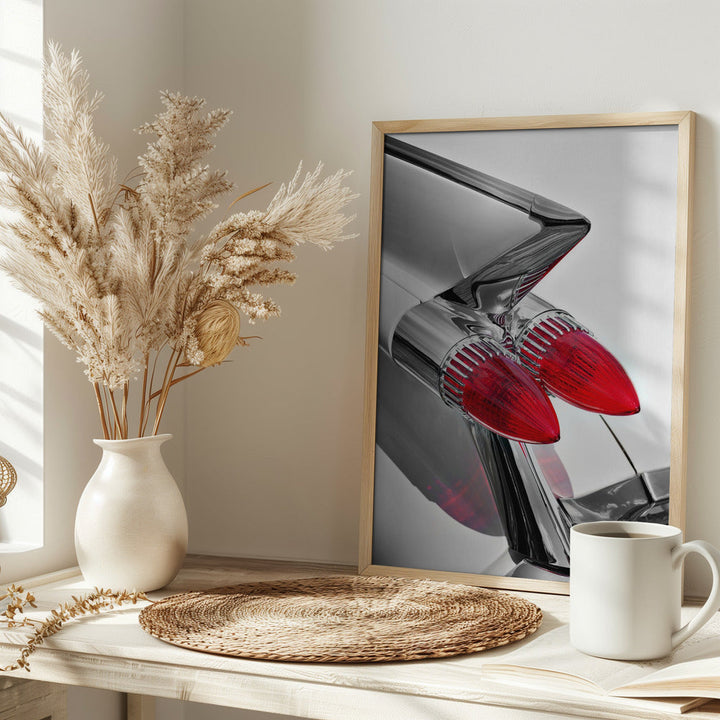 American classic car Sedan Deville 1959 tail fin abstract - Stretched Canvas, Poster or Fine Art Print I Heart Wall Art
