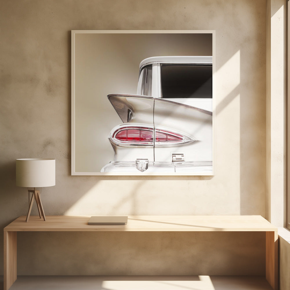 American classic station wagon Kingswood 1959 tail fin - Square Stretched Canvas, Poster or Fine Art Print I Heart Wall Art