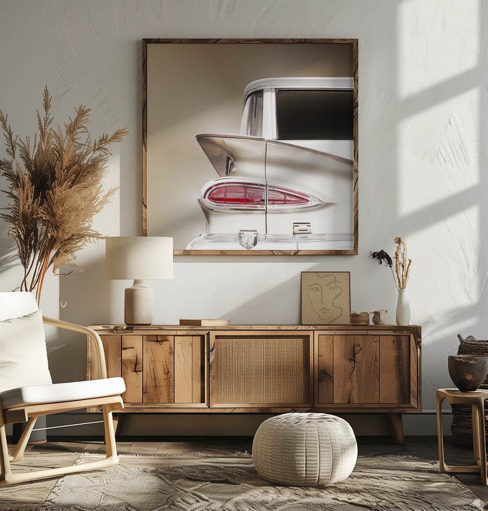 American classic station wagon Kingswood 1959 tail fin - Square Stretched Canvas, Poster or Fine Art Print I Heart Wall Art
