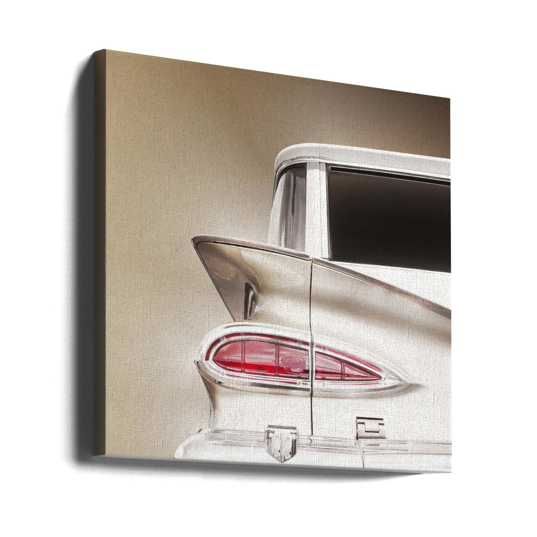 American classic station wagon Kingswood 1959 tail fin - Square Stretched Canvas, Poster or Fine Art Print I Heart Wall Art
