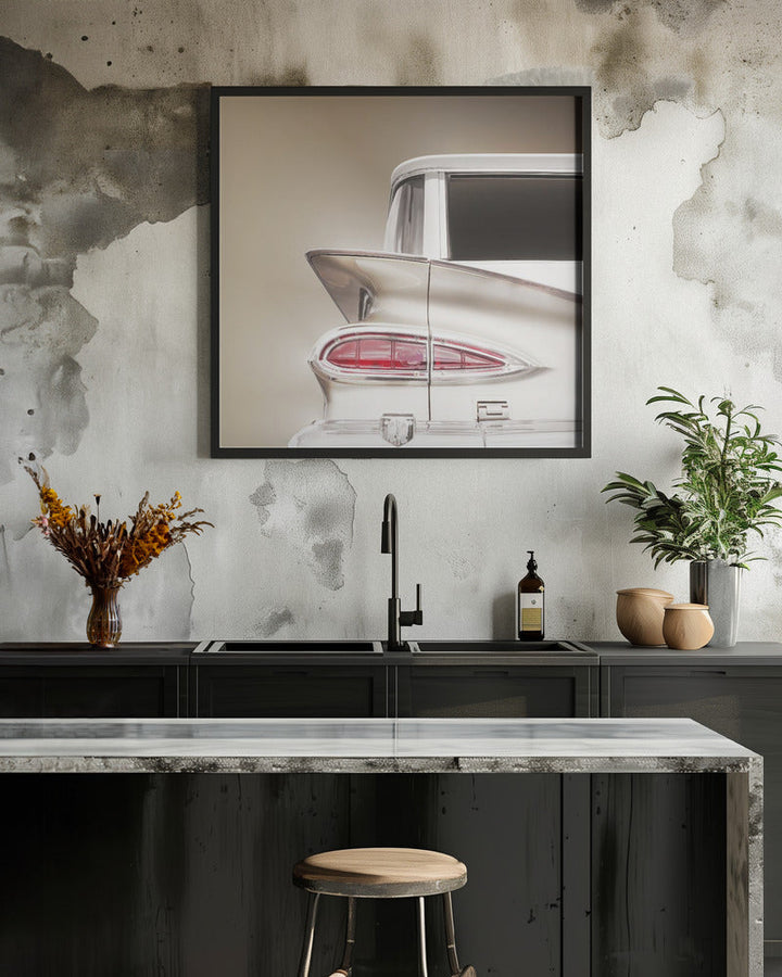 American classic station wagon Kingswood 1959 tail fin - Square Stretched Canvas, Poster or Fine Art Print I Heart Wall Art
