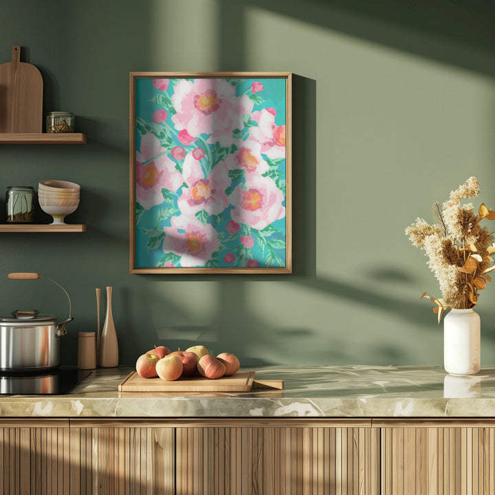 Anemones With Pink Fruits - Stretched Canvas, Poster or Fine Art Print I Heart Wall Art