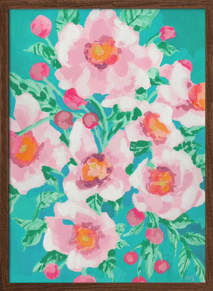 Anemones With Pink Fruits - Stretched Canvas, Poster or Fine Art Print I Heart Wall Art