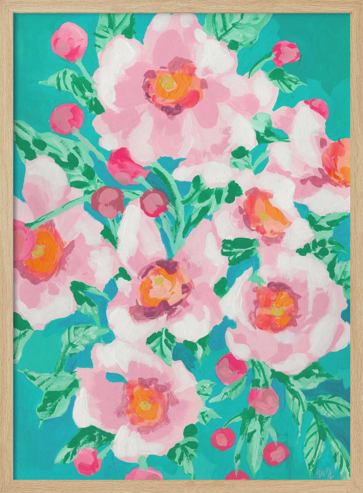 Anemones With Pink Fruits - Stretched Canvas, Poster or Fine Art Print I Heart Wall Art