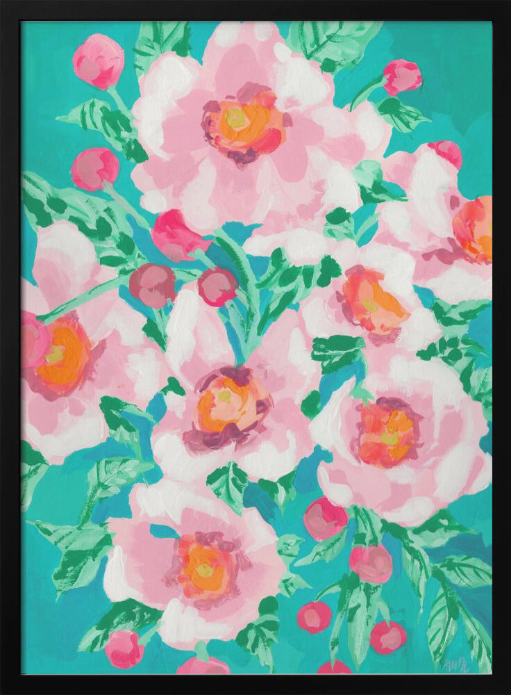 Anemones With Pink Fruits - Stretched Canvas, Poster or Fine Art Print I Heart Wall Art