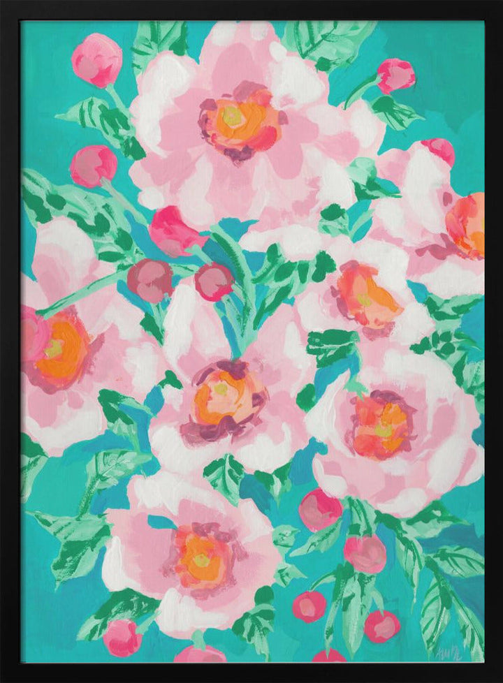 Anemones With Pink Fruits - Stretched Canvas, Poster or Fine Art Print I Heart Wall Art