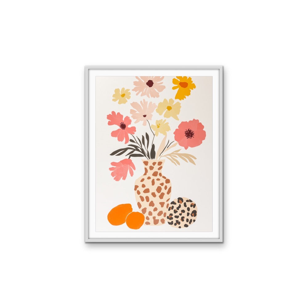 Animal Print Flora - Vase of Flowers Stretched Canvas or Wall Art Print I Heart Wall Art