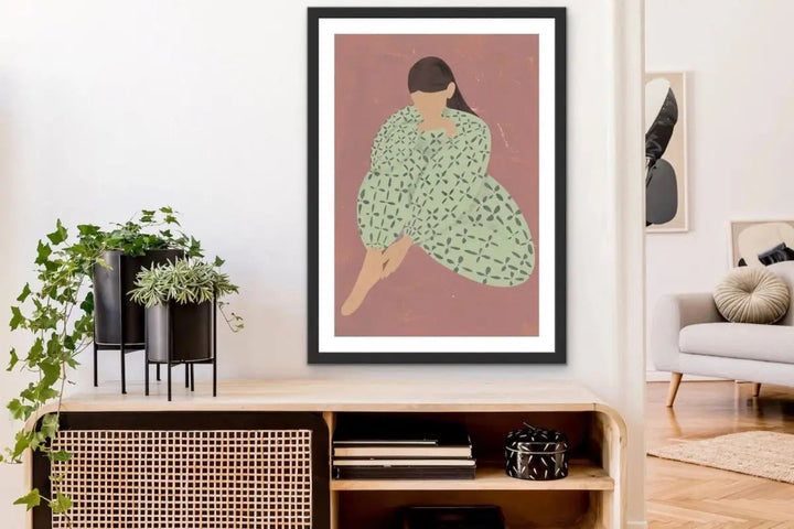 Anna - Woman Contemporary Boho Drawing Print - I Heart Wall Art - Poster Print, Canvas Print or Framed Art Print