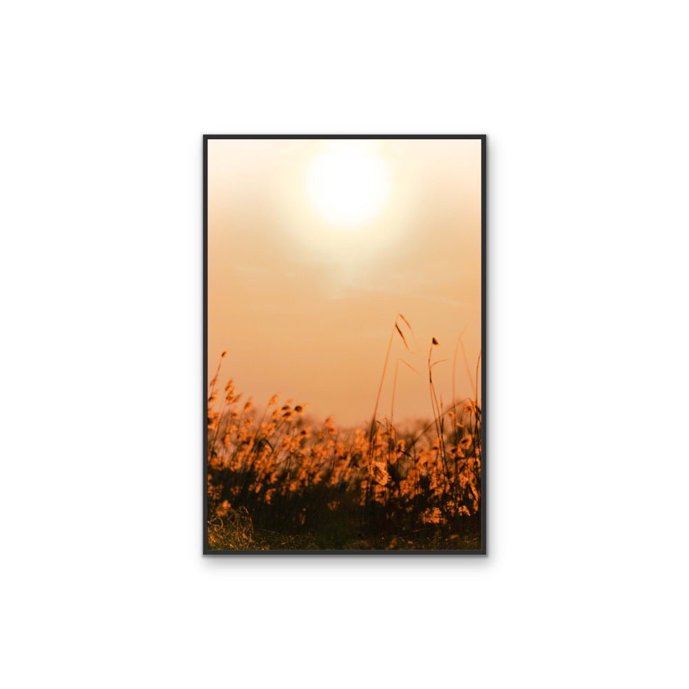Another Day - Orange Sunset in a Field, Stretched Canvas or Wall Art Print - I Heart Wall Art - Poster Print, Canvas Print or Framed Art Print