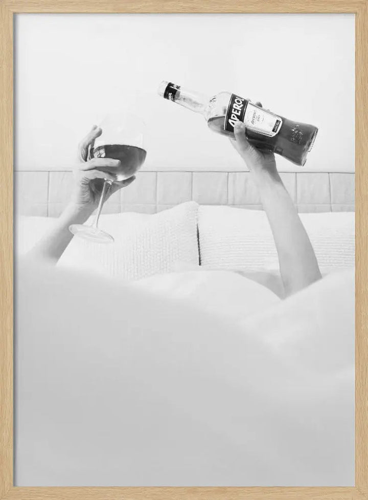 Aperol In Bed B&amp;w - Stretched Canvas, Poster or Fine Art Print I Heart Wall Art