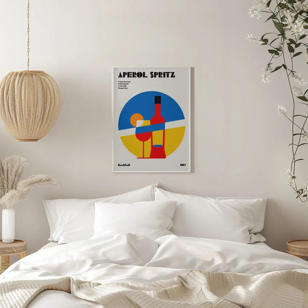 Aperol Spritz Cocktail Bauhaus Art Print - Stretched Canvas, Poster or Fine Art Print I Heart Wall Art