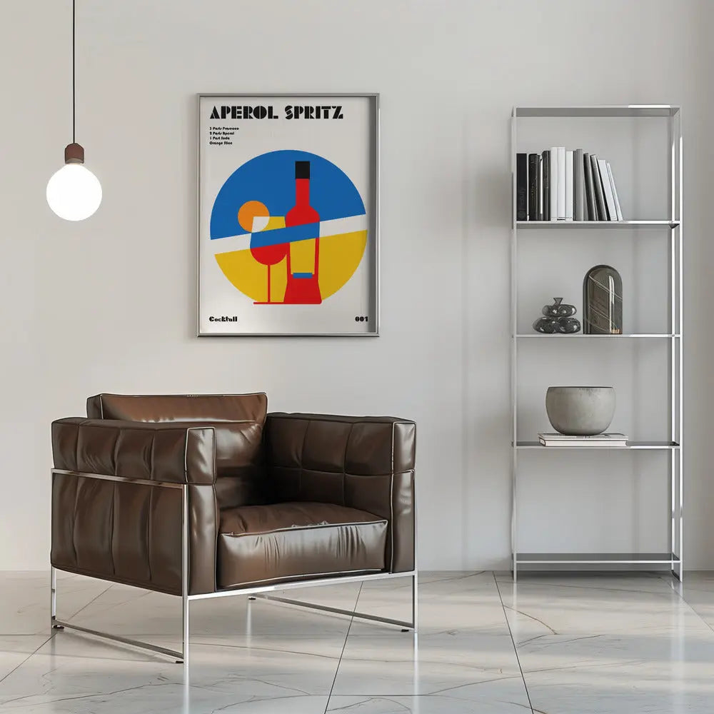 Aperol Spritz Cocktail Bauhaus Art Print - Stretched Canvas, Poster or Fine Art Print I Heart Wall Art
