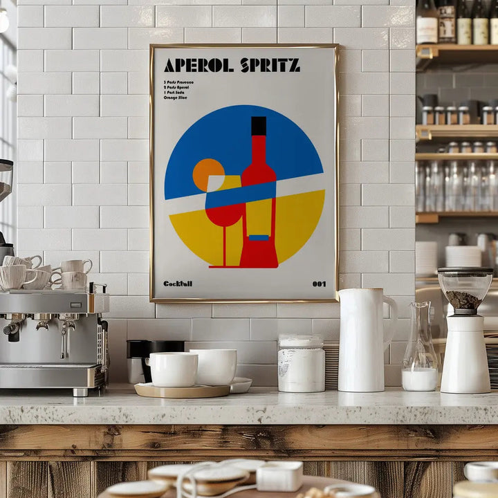 Aperol Spritz Cocktail Bauhaus Art Print - Stretched Canvas, Poster or Fine Art Print I Heart Wall Art