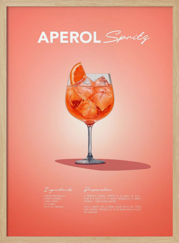 Aperol Spritz Recipe - Stretched Canvas, Poster or Fine Art Print I Heart Wall Art