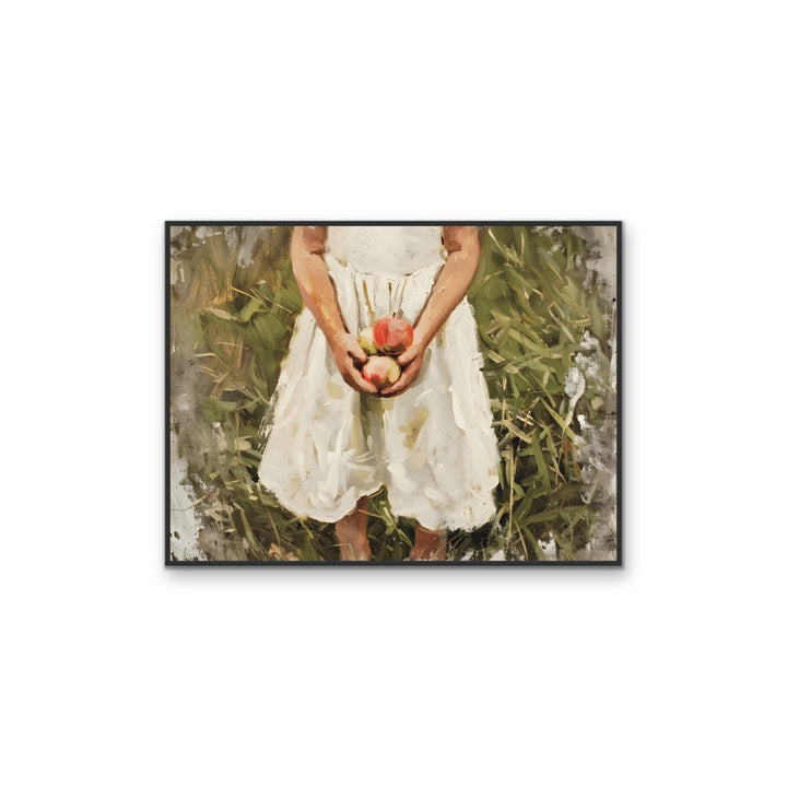 Apple Picking - Vintage Girl Holding Red Apples, Stretched Canvas or Wall Art Print I Heart Wall Art