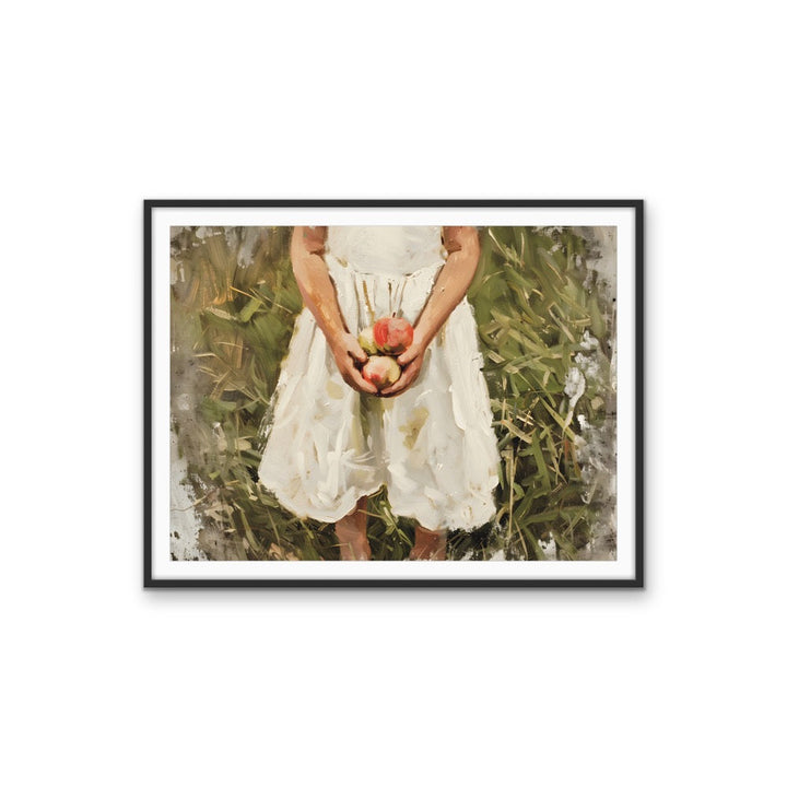 Apple Picking - Vintage Girl Holding Red Apples, Stretched Canvas or Wall Art Print I Heart Wall Art