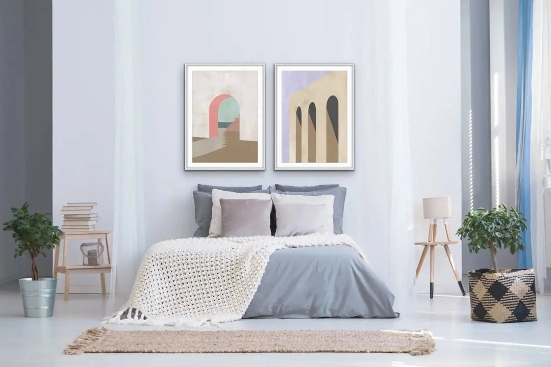 Arch Series- Textural Boho Landscape Prints - Canvas or Paper Prints - Two Piece Set - I Heart Wall Art - Poster Print, Canvas Print or Framed Art Print