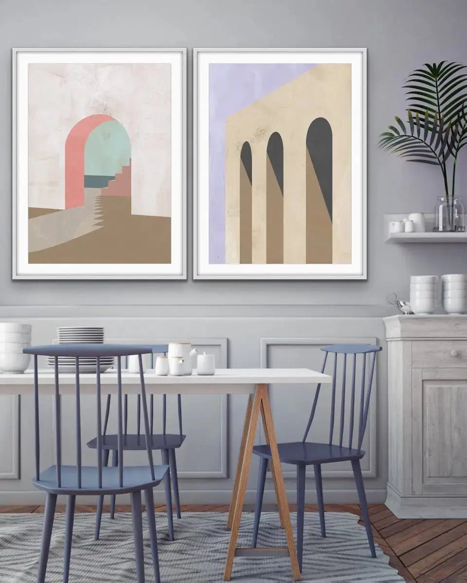 Arch Series- Textural Boho Landscape Prints - Canvas or Paper Prints - Two Piece Set - I Heart Wall Art - Poster Print, Canvas Print or Framed Art Print