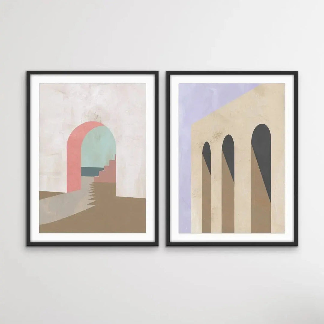 Arch Series- Textural Boho Landscape Prints - Canvas or Paper Prints - Two Piece Set - I Heart Wall Art - Poster Print, Canvas Print or Framed Art Print