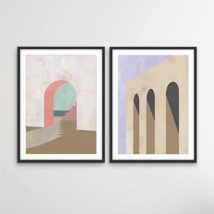 Arch Series- Textural Boho Landscape Prints - Canvas or Paper Prints - Two Piece Set - I Heart Wall Art - Poster Print, Canvas Print or Framed Art Print