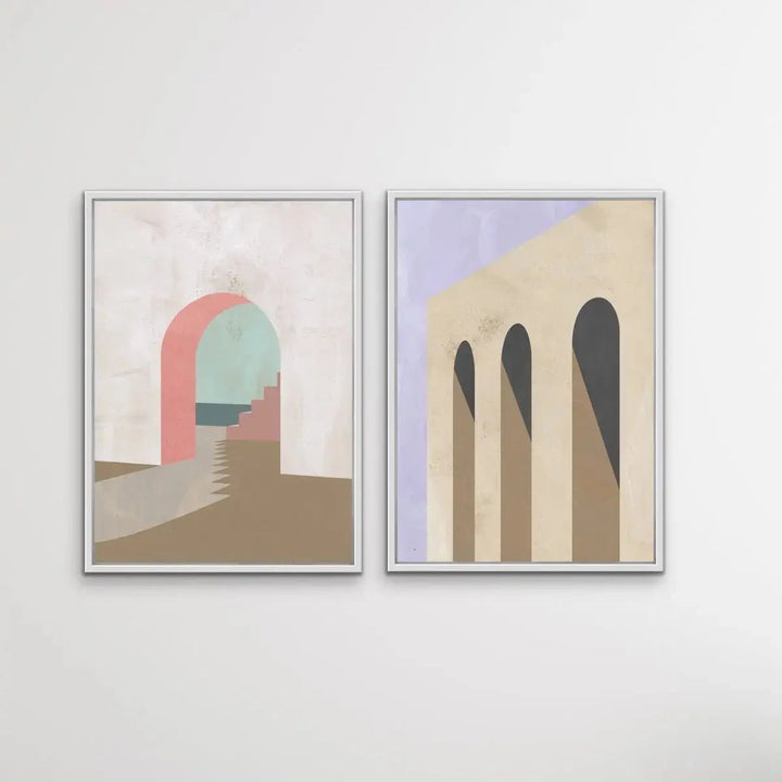 Arch Series- Textural Boho Landscape Prints - Canvas or Paper Prints - Two Piece Set - I Heart Wall Art - Poster Print, Canvas Print or Framed Art Print