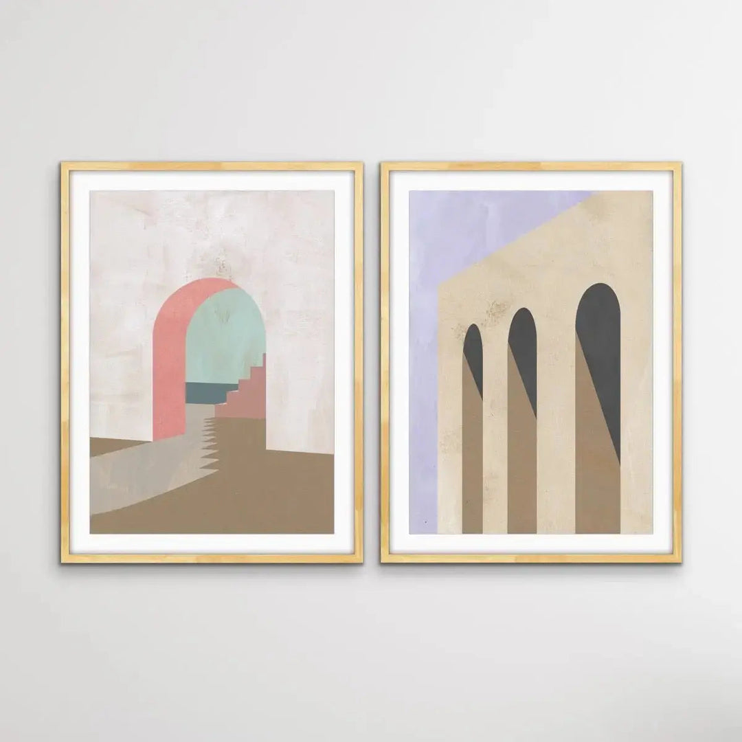 Arch Series- Textural Boho Landscape Prints - Canvas or Paper Prints - Two Piece Set - I Heart Wall Art - Poster Print, Canvas Print or Framed Art Print