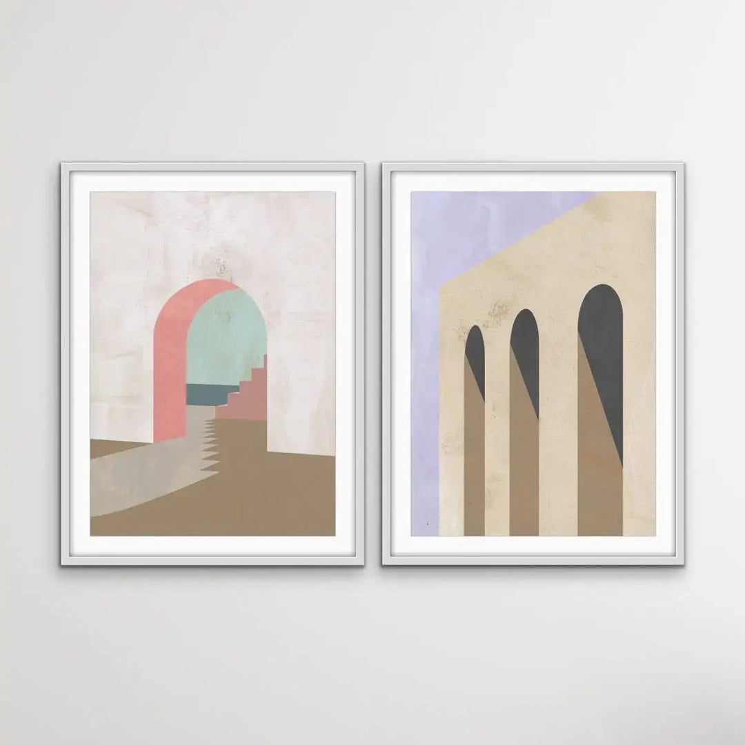 Arch Series- Textural Boho Landscape Prints - Canvas or Paper Prints - Two Piece Set - I Heart Wall Art - Poster Print, Canvas Print or Framed Art Print