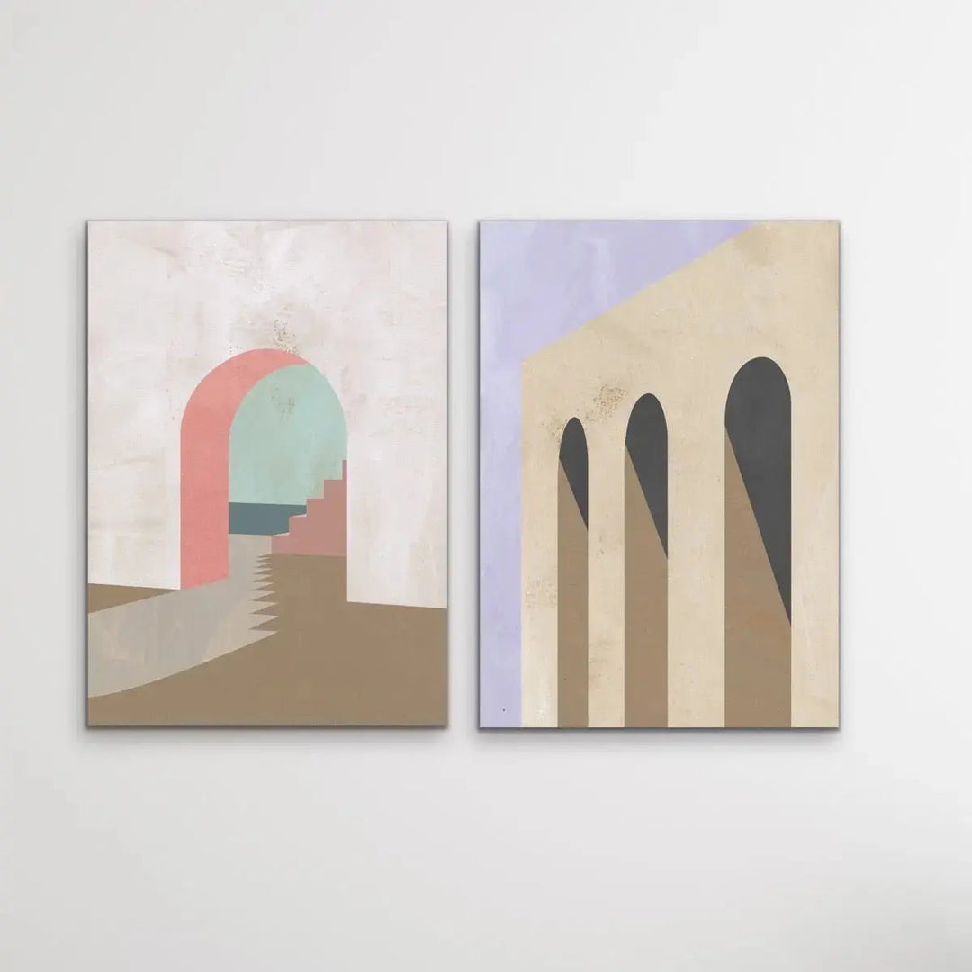 Arch Series- Textural Boho Landscape Prints - Canvas or Paper Prints - Two Piece Set - I Heart Wall Art - Poster Print, Canvas Print or Framed Art Print