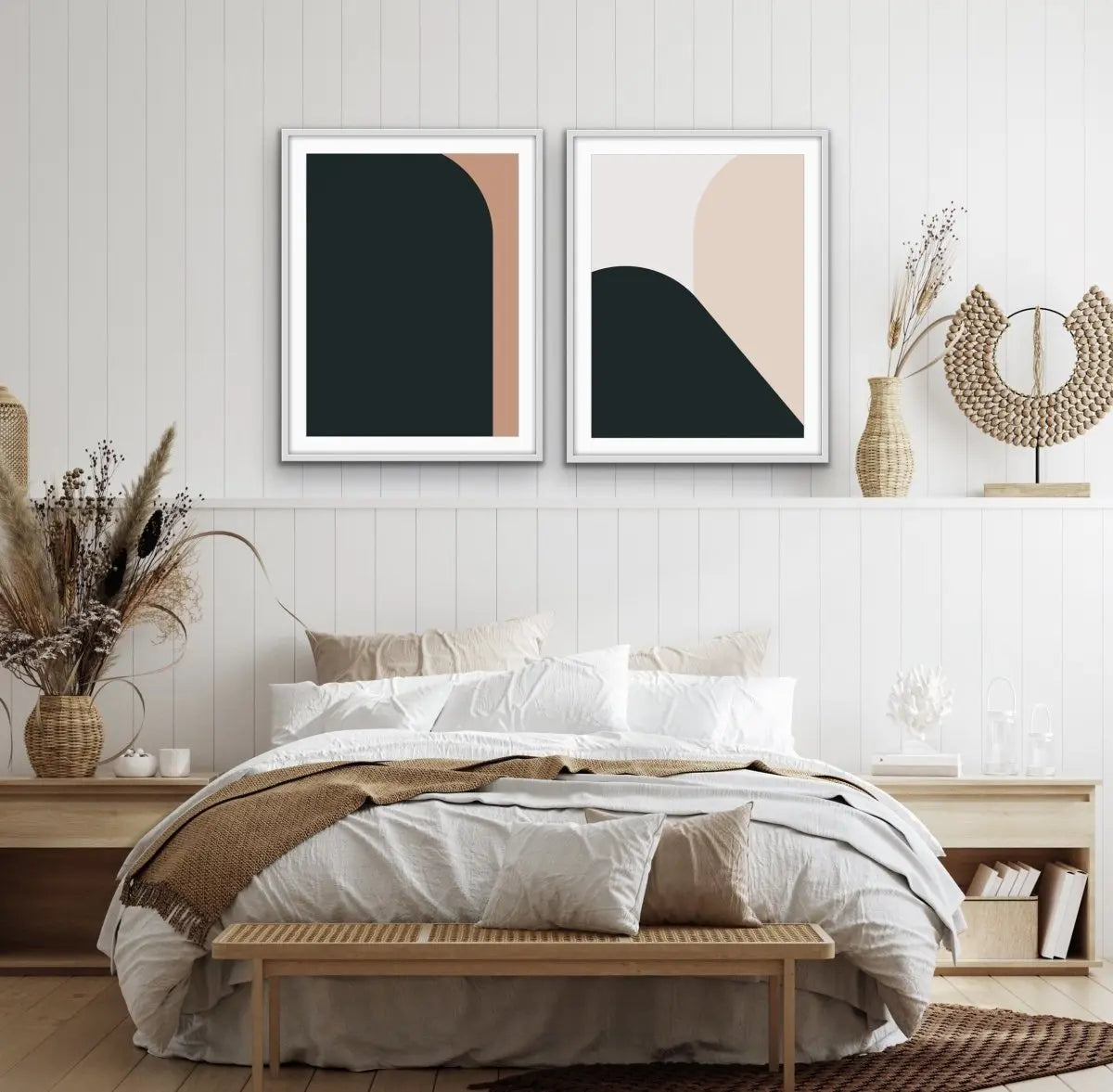 Arches - Two Piece Minimalist Boho Print Set Diptych - I Heart Wall Art - Poster Print, Canvas Print or Framed Art Print