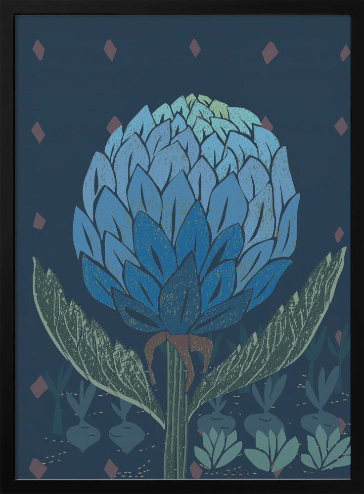 Artichoke dark blue - Stretched Canvas, Poster or Fine Art Print I Heart Wall Art