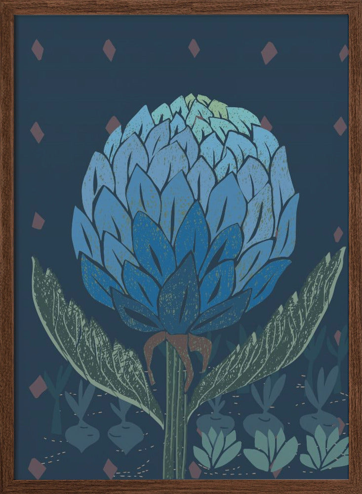 Artichoke dark blue - Stretched Canvas, Poster or Fine Art Print I Heart Wall Art